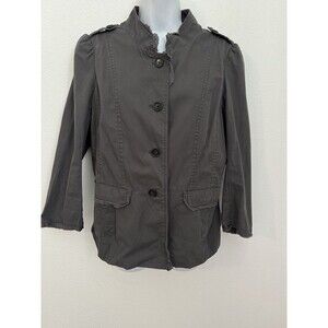 Ann Taylor LOFT Jacket Brown Button-Up Women’s 3/4 Sleeve Size 8 Fall Cotton